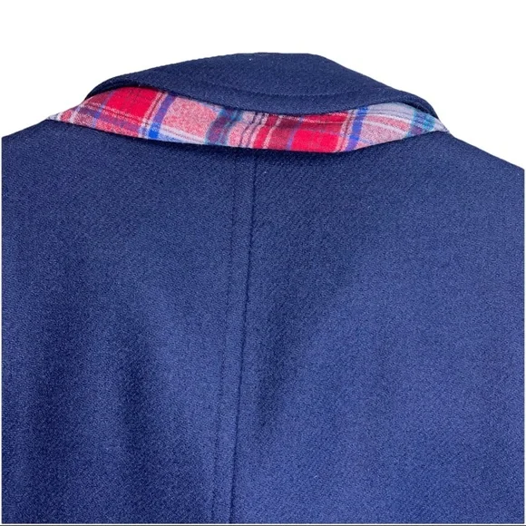 Pendelton Womens Virgin Wool Long Sleeve Peacoat Coat Navy Blue With Shawl 8